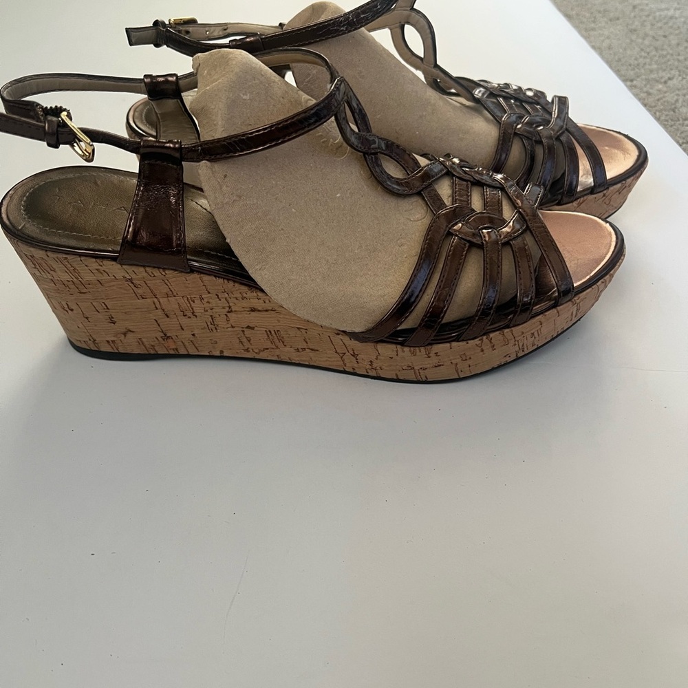 Tahari Bronze Wedge Sandals